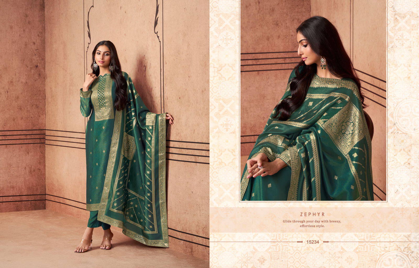 Essence By Zisa Shimmer Silk Jacquard Salwar Kameez Wholesale Price In Surat